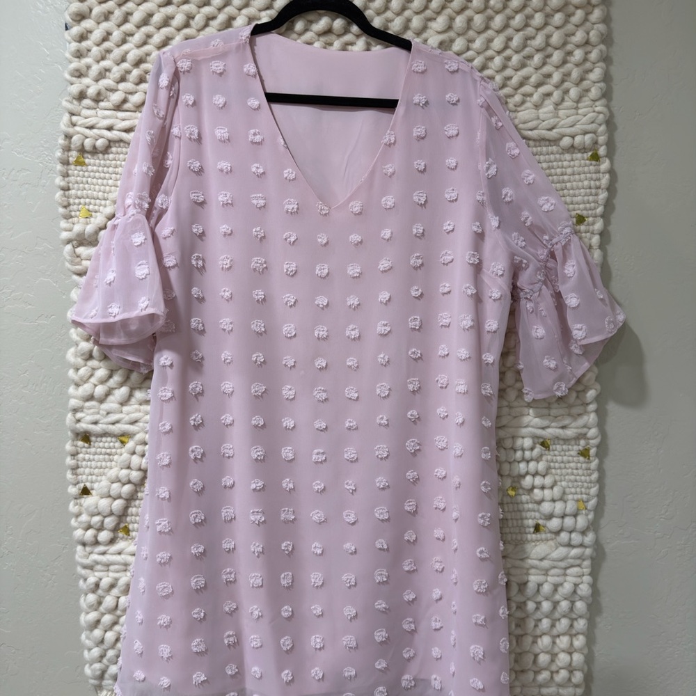 Chic Pink Chiffon Textured Dress